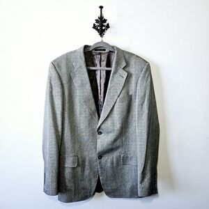 Zara Mens Blazer Size 42 Grey Check Single Breasted Suit Jacket